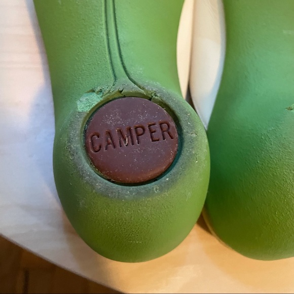 Camper White & Green Slide Heeled Sandals - Picture 6 of 7